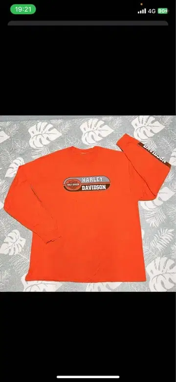 Harley Davidson 오렌지 긴팔 티셔츠
