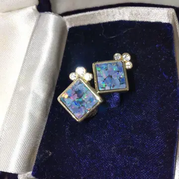 빈티지 모자이크 펄 스퀘어 귀찌