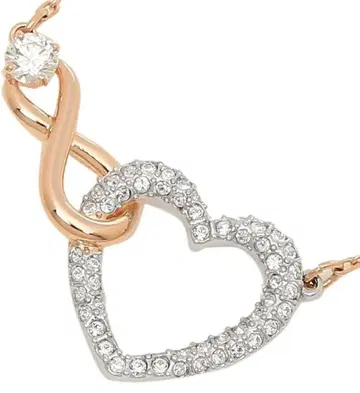 [ 새상품 ] 스와로브스키 하트 무한대 목걸이 로즈 골드 크리스탈