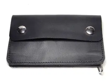 블랙 레더 지갑 천연 가죽 트래커 지갑 할리 데이비슨 바이크