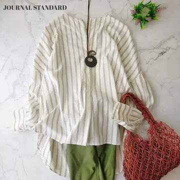 저널 스탠다드 스키퍼 블라우스 루즈핏 스트라이프 V넥