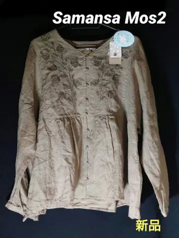 새상품 Samansa Mos2 35주년 slow linen 자수 블라우스