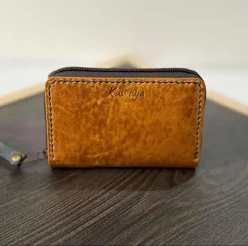 천연 가죽 프리미엄 가죽 라운드 지퍼 미니 지갑 동전 지갑 핸드메이드