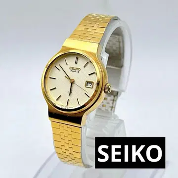 SEIKO 세이코 쿼츠 여성용 손목시계 골드 데이트 새상품급