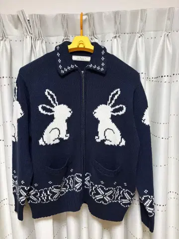 최저가 GU rokh 풀 집업 니트 자켓 XL 네이비 새상품 로크 가디건