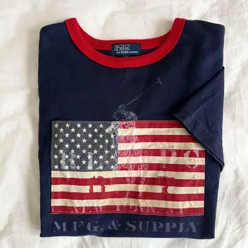 폴로 랄프로렌 성조기 T셔츠 네이비 x 레드 키즈 150