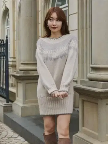 Herlipto Heart Fair Isle Knit Mini Dress