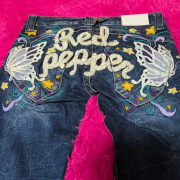 Red Pepper 나비 자수 데님 팬츠