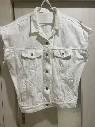 CITYSHOP 화이트 데님 자켓 슬리브리스 시부야 시티샵