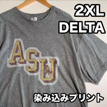 DELTA 빈티지 T셔츠 2XL 반팔 잉크 프린트 크루넥