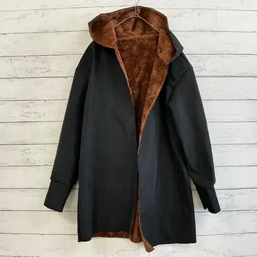 SHEIN 보아 코트 리버서블 속기모 후디 한국 블랙 겨울