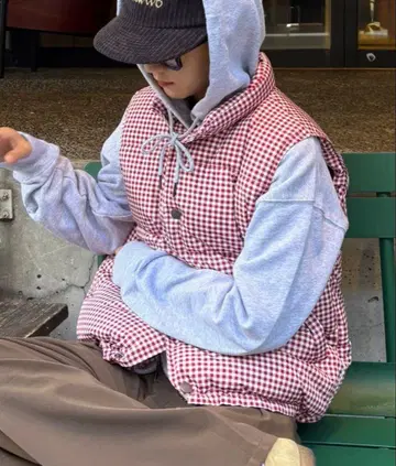 CIAOPANIC TYPY 깅엄 체크 충전솜 베스트