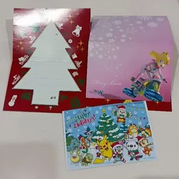 크리스마스 카드 포켓몬 마리오 카트 피치 공주 3종 세트