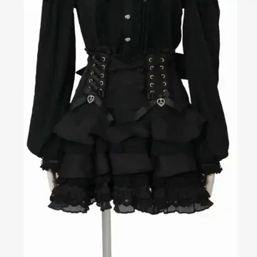 LIZLISA 리즈리사 레이스업 티어드 치마바지 블랙