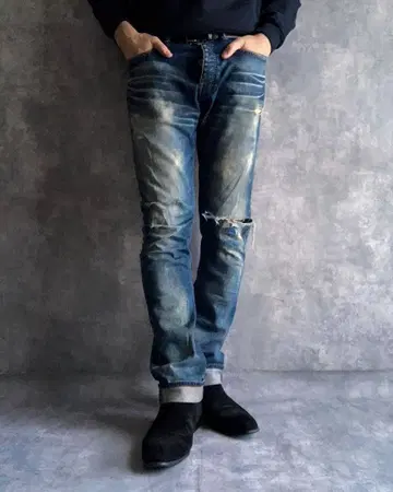 Paul Smith RED EAR 데님 스트레이트 데미지 가공 L