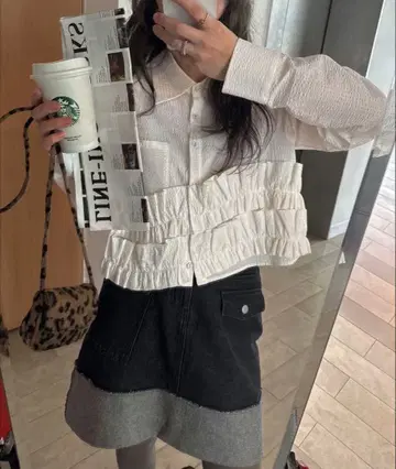 WILLFULLY 더블 프릴 숏 셔츠