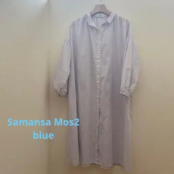 Samansa Mos2 스트라이프 긴팔 셔츠 원피스 라벤더