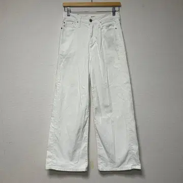 썸씽 LISA 와이드 팬츠 화이트 하이웨스트 스트레치 M