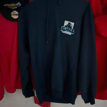 XLARGE 고릴라 로고 네이비 후드티 M