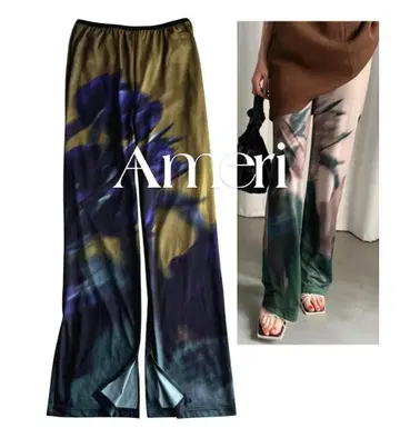 Ameri 아메리 뉴앙스 프린트 시어 프린트 릴랙시 밴딩 팬츠