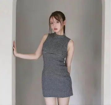 andmary Natalie check mini dress black