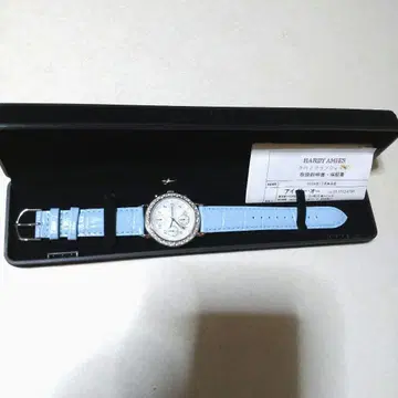 HARDY AMIES 크로노그래프 라운드 다이아 베젤 여성용 손목시계