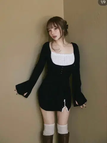 andmary Poppy lace mini dress Black