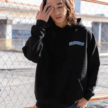 WEGO/별주 NEWJACK 풀 후드티 로고 블랙 L