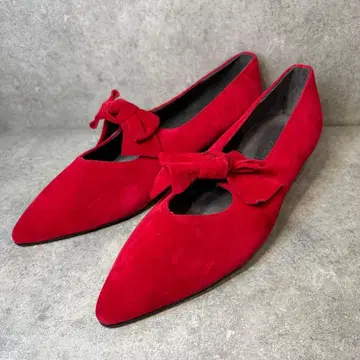 [ 하자품 ] 요스케 YOSUKE 하이힐 펌프스 스웨이드 레드 24cm