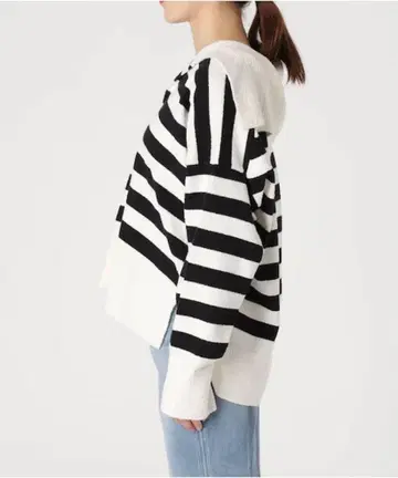 SLOBE IENA 부클 스키퍼 니트탑 보더 세일러 옷깃