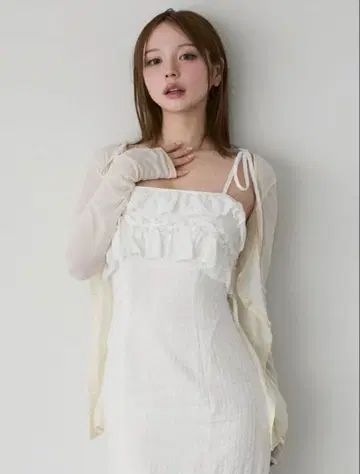 andmary Lacey ribbon cardigan ivory