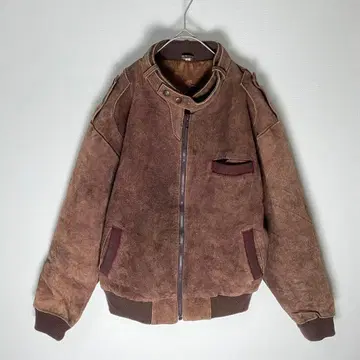 Repage 카우 가죽 스웨이드 봄버 자켓 브라운 실측치수 L