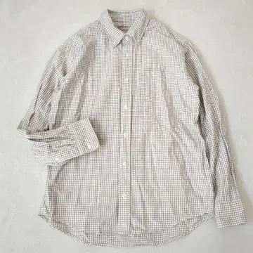 무인양품 와이셔츠 체크 무늬 베이직 내추럴 코튼 100% M