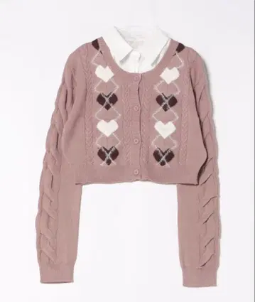 아프레 주르 [카라 탈부착 가능] 하트 아가일 니트