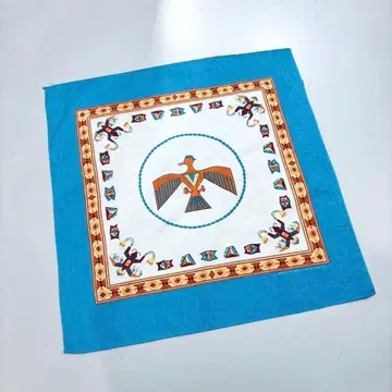 80s USA 빈티지 반다나 썬더버드 네이티브 무늬 터콰이즈