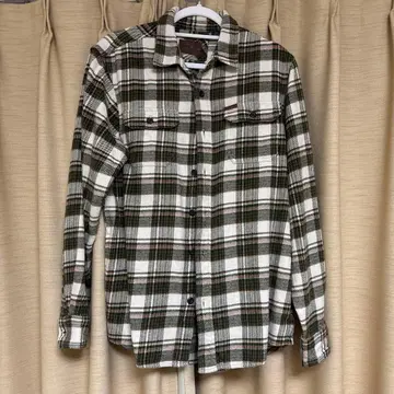 ORVIS 헤비 플란넬 셔츠 겉옷 두꺼운 원단 그린 계열 체크 무늬 셔츠