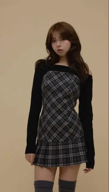 andmary Selena check mini dress