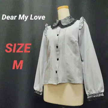 디어마이러브 레이스 옷깃 블라우스 프릴 하트 버튼 지뢰계 양산형 M