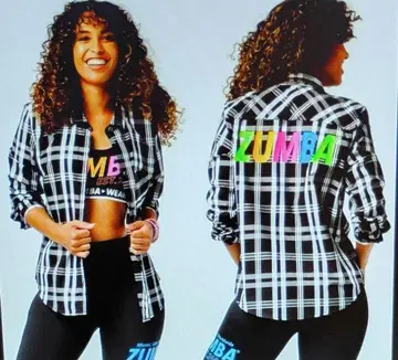 zumba 체크 무늬 긴팔 셔츠 S