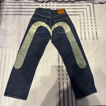 EVISU No.2 2001 빅카모메 데님 팬츠 다크 네이비 셀비지