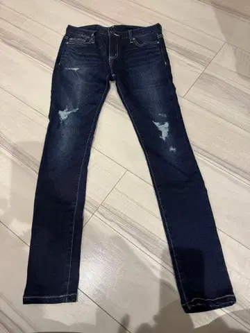 데미지 가공 다크 블루 데님 팬츠 사이즈 25