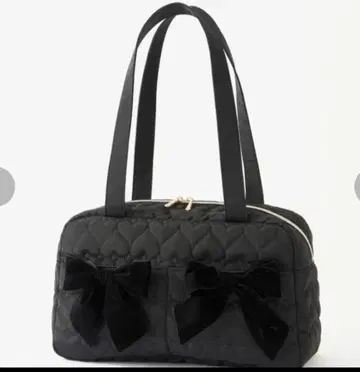 시마무라 아오키 미사코 숄더백 핸드백 하트 리본 블랙