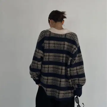 Knuth Marf 빈티지 라거 니트 체크 무늬 니트