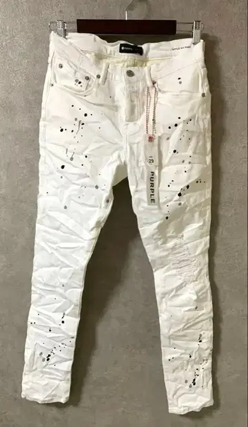 PUPLE BRAND 화이트 데님 페인트 29