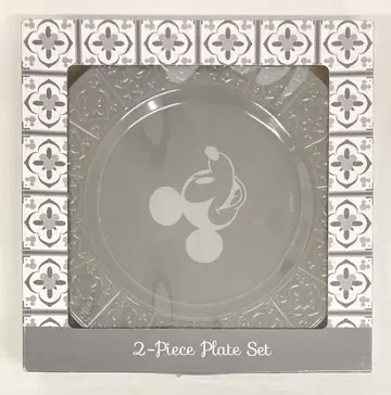 디즈니 스토어 플레이트 2장 세트 미키&미니 (타일 패턴)