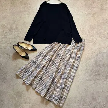 LaTOTALITE x SIMPLICITE 체크 스커트 오피스 코디