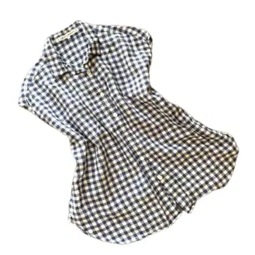 23구 슬리브리스 셔츠 체크 무늬 38 M 블루 린넨 상의