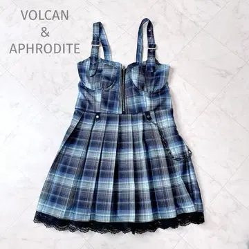 새상품급 VOLCAN&APHRODITE 체인 포함 체크 어깨 벨트 원피스