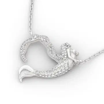 인어 디자인 머메이드 목걸이 실버 Jeulia