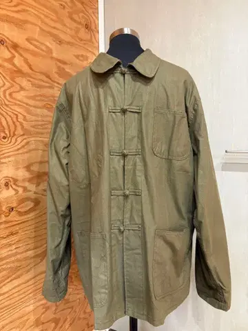 새상품급 프렌치 차이나 자켓 셋업 카키 구제 의류 밀리터리